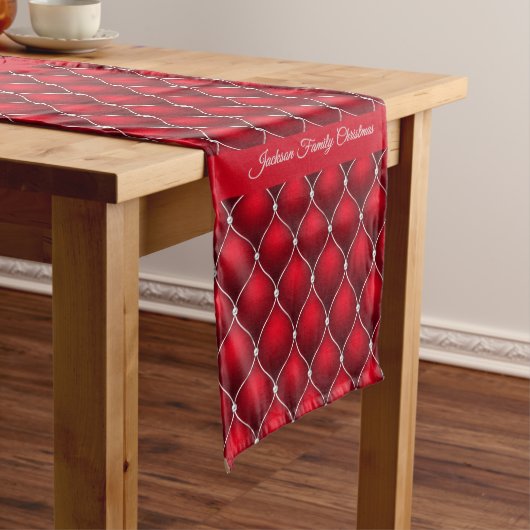 Helderrode kerstachtergrond medium tafelloper (Voorbeeld)