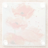 Helderrode klaprozen Aquarel Bloem Bloemstuk Glazen Onderzetter (Achterkant)