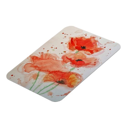 Helderrode klaprozen Aquarel Bloem Bloemstuk Magneet (Linkerzijde)