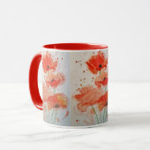 Helderrode klaprozen Aquarel Bloem Bloemstuk Mok (Voorkant links)