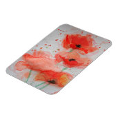 Helderrode klaprozen watercolor verjaardags bloeme magneet (Linkerzijde)