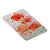 Helderrode klaprozen waterverf bloem bloemstuk magneet (Rechterzijde)