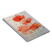 Helderrode klaprozen waterverf bloem bloemstuk  notitieboek (Rechterzijde)
