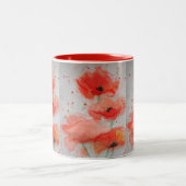 Helderrode klaprozen waterverf verjaardag bloemsch tweekleurige koffiemok (Center)