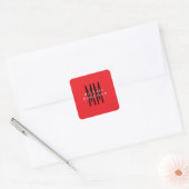 Helderrode kleur Monogram Initiaal Letters Naam Vierkante Sticker (Envelop)