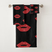 Helderrode lips Glitter Kisses Elegant Feminine Bad Handdoek (Insitu)