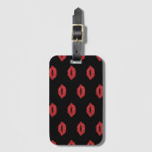 Helderrode lips Glitter Kisses Elegant Feminine Bagagelabel (Voorkant (verticaal))