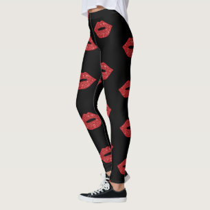 Helderrode lips Glitter Kisses Elegant Feminine Leggings