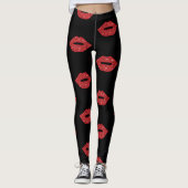 Helderrode lips Glitter Kisses Elegant Feminine Leggings (Voorkant)
