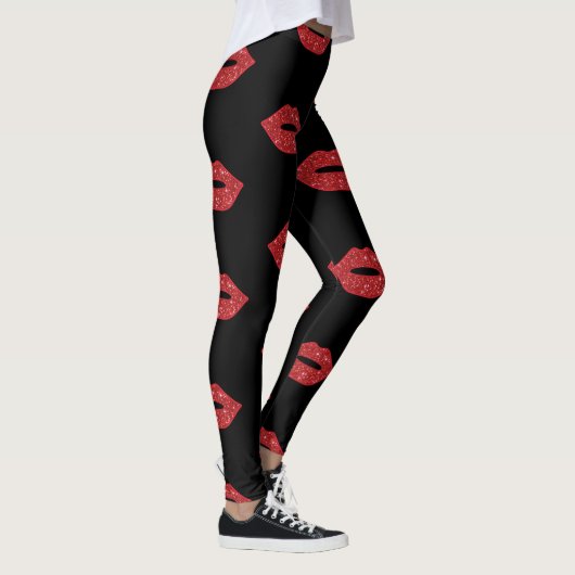 Helderrode lips Glitter Kisses Elegant Feminine Leggings (Rechts)
