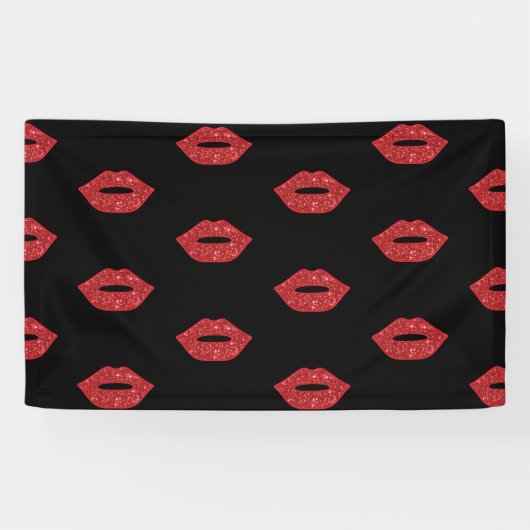 Helderrode lips Glitter Kisses Elegant Feminine Spandoek (Horizontaal)