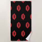 Helderrode lips Glitter Kisses Elegant Feminine Strandlaken (Voorkant)