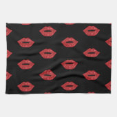 Helderrode lips Glitter Kisses Elegant Feminine Theedoek (Horizontaal)