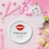 Helderrode lipstick Fabulous & 50-jarige party Papieren Bordje (Feest)