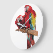 Helderrode Macaw Parrots Waterverf Art Wall klok (Hoek)