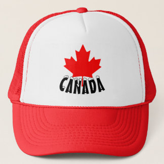 Helderrode Maple Leaf Canada Snow Capped Text Trucker Pet