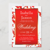 Helderrode marmer, gouden en witte uitnodiging (Voorkant)