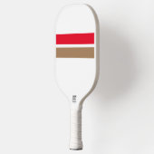 Helderrode Mocha Racing Stripes Witte Achtergrond Pickleball Paddle (Links)