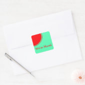 Helderrode oranje groene aankondiging vierkante sticker (Envelop)