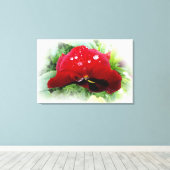 Helderrode pansie canvas afdruk (Insitu (Houten vloer))