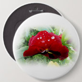 Helderrode pansie ronde button 6,0 cm (Voorkant /achterkant)