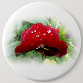 Helderrode pansie ronde button 6,0 cm (Voorkant)