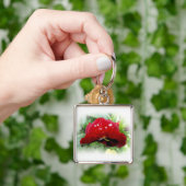 Helderrode pansie sleutelhanger (Hand)