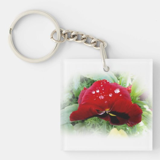 Helderrode pansie sleutelhanger (Voorkant)