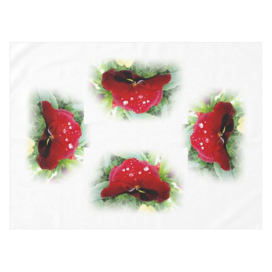 Helderrode pansie tafelkleed (Voorkant (Horizontaal))