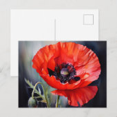 Helderrode papaver met donker centrum briefkaart (Voorkant / Achterkant)