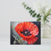 Helderrode papaver met donker centrum briefkaart (Staand voorkant)