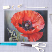 Helderrode papaver met donker centrum tissuepapier (Craft)