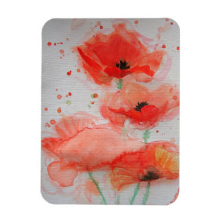 Helderrode papaver Waterverf Birthday Floral Magneet