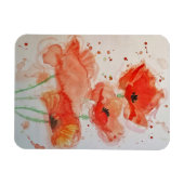 Helderrode papaver Waterverf bloem Magneet (Horizontaal)