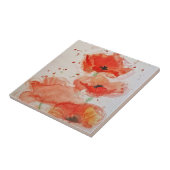 Helderrode papaver Waterverf bloem Tegeltje (Zijkant)