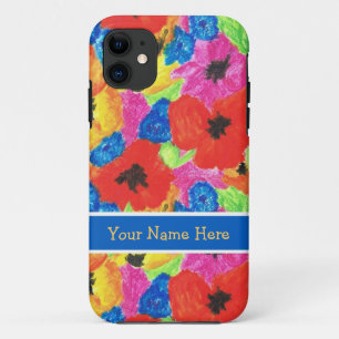 Helderrode papavers en blauwe cornbloemen iPhone 11 hoesje