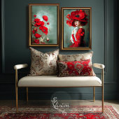 Helderrode papavers Turquoise Blauwgroen Tissuepapier