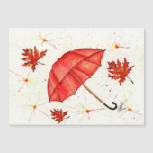 Helderrode paraplu en rode bladeren waterverf (Voorkant)