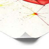 Helderrode paraplu en rode bladeren waterverf foto afdruk (Hoek)