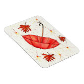 Helderrode paraplu en rode bladeren waterverf magneet (Rechterzijde)