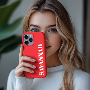 Helderrode persoonlijke naam eenvoudig iPhone 13 pro max hoesje