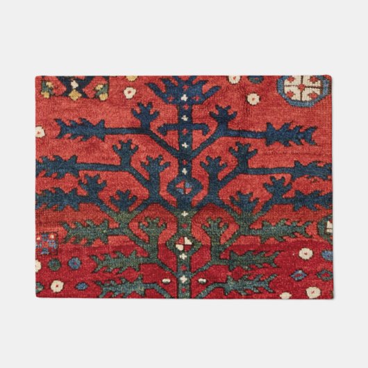 Helderrode Perzische III geometrische vormen  Deurmat (Voorkant)