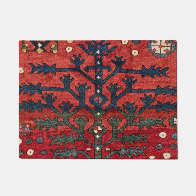 Helderrode Perzische III geometrische vormen  Deurmat (Voorkant)