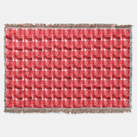 Helderrode plaid eland gooien deken (Voorkant)