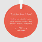 Helderrode poinsettia en groen kerstfoto ornament (achterkant)