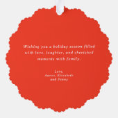 Helderrode poinsettia en groen kerstfoto ornament kaart (Achterkant)