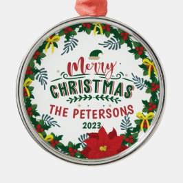 Helderrode Poinsettia kerstfamilie, adembenemend Metalen Ornament