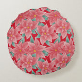 Helderrode Poinsettia Persoonlijke Monogram Rond Kussen (Achterkant)