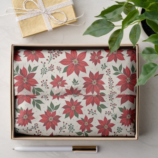 Helderrode Poinsettia's Tissuepapier (Geschenk)