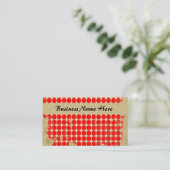 Helderrode Polka Dot Visitekaartje (Staand voorkant)